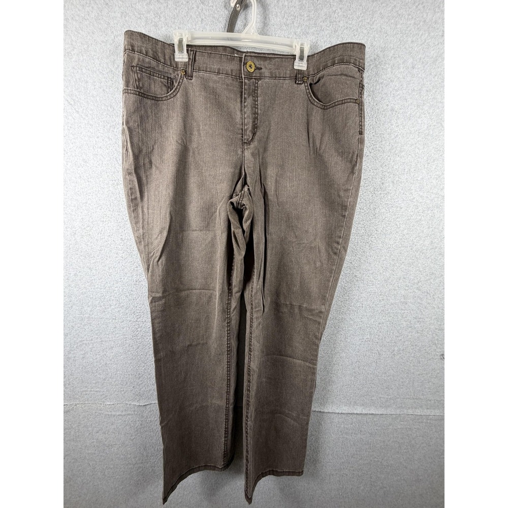 Ruff‎ Hewn Jeans Womens 20W Brown High Rise Straight Leg Stretch Denim Pants